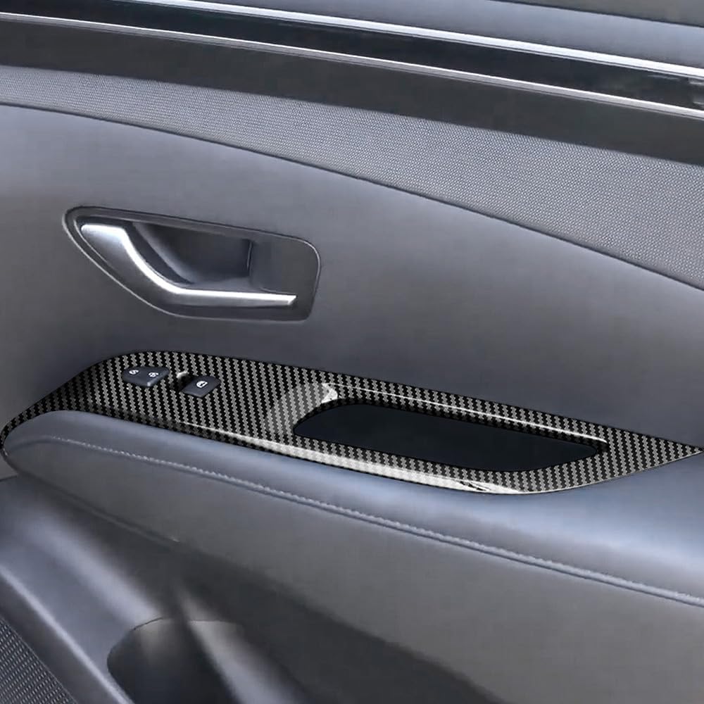 4pcs Carbon Fiber Style Front Rear Doors Window Glass Lift Switch Panel Cover Decorative Sticker Protection Car Interior Accessories for 2022-2024 Hyundai Santa Cruz KT19