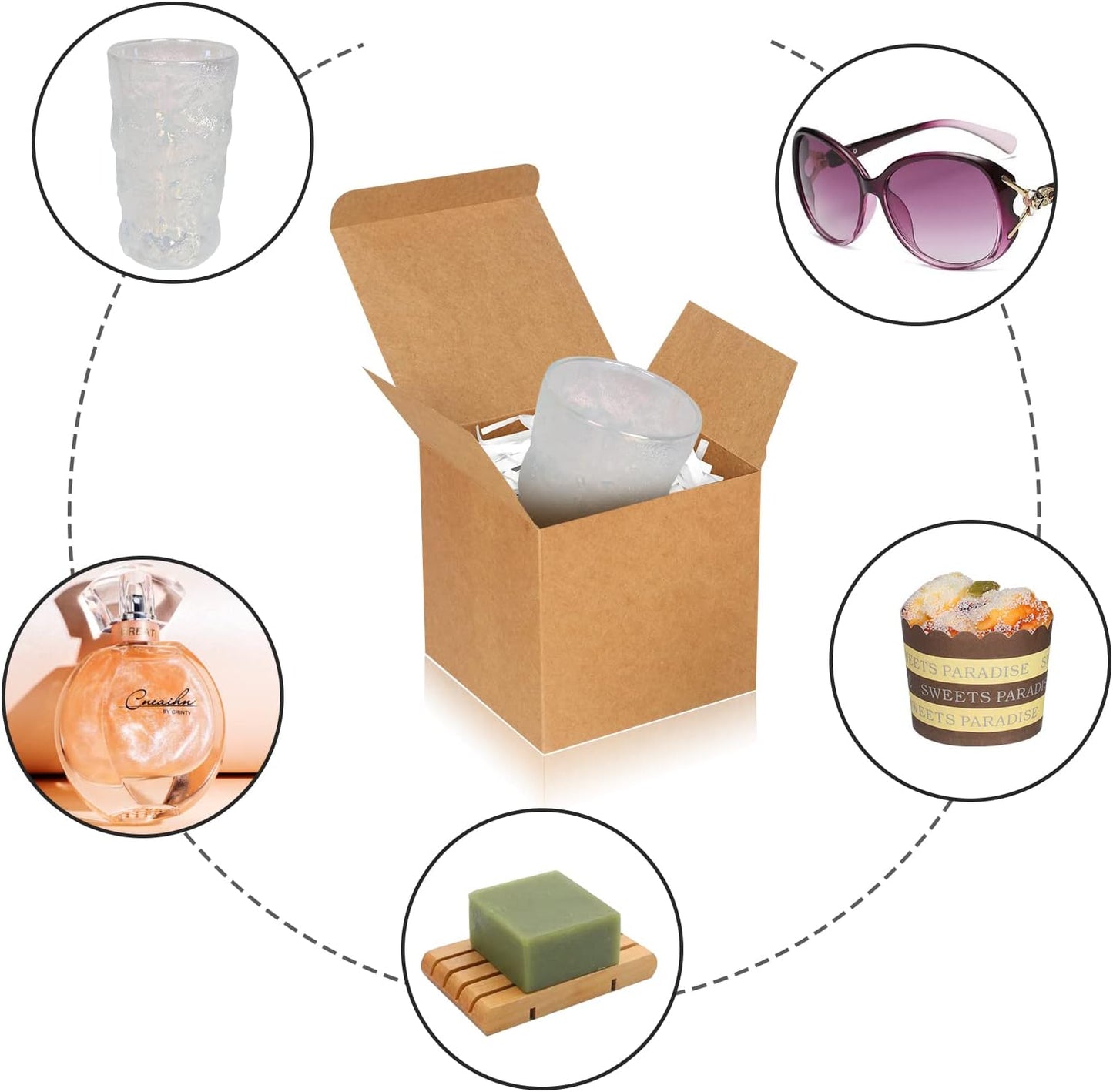 Brown Gift Boxes 5x5x5, 30 Pack Paper Gift Boxes with Lids for Gift, Bridesmaid Proposal Box, Cupcake Boxes, Gift Box for Wedding, Birthday, Groomsmen Proposal, Gifts, Packaging, Present