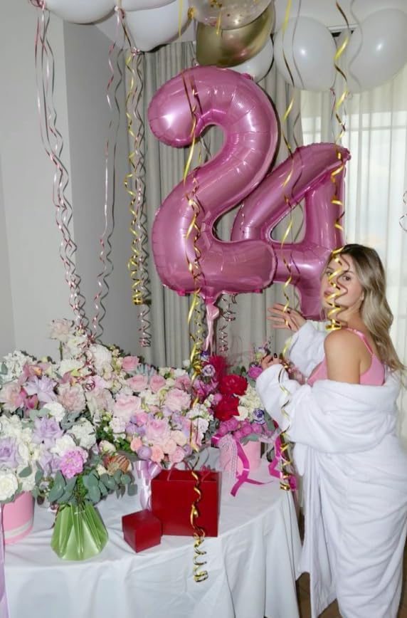 Big Pink 2 Number Balloon 40 Inch Birthday Decoration, Number 2 Helium Balloon 12 20 22 23 24 26 28 32 42 Celebration, Boy Girl Baby Anniversary Party Graduations Supplies Decorations