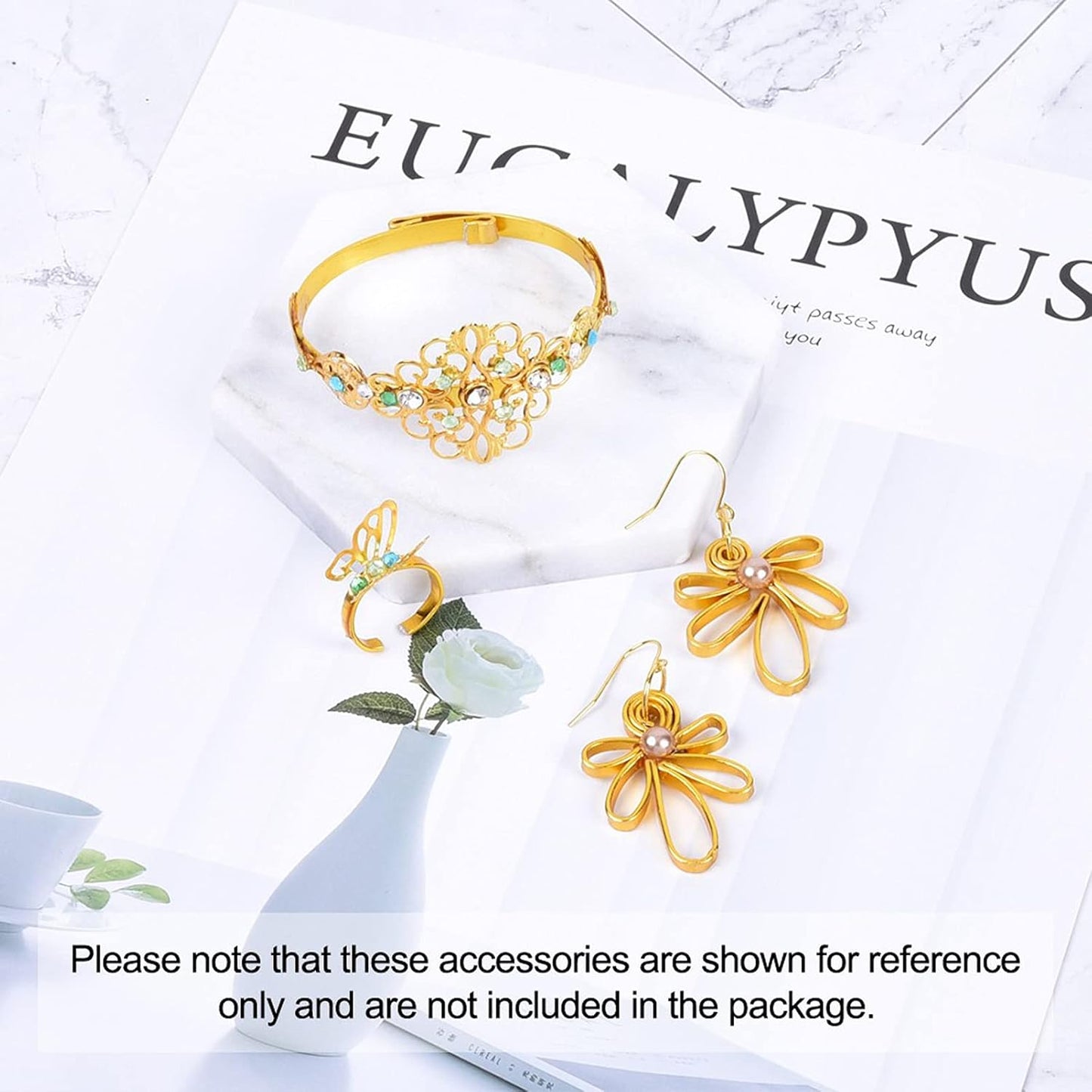 Fashewelry 32.8Ft 5mm Aluminum Flat Wire Gold Bendable Metal Craft Wire Strip for Bezel Sculpting Armature Jewelry Making Gem Metal Wrap