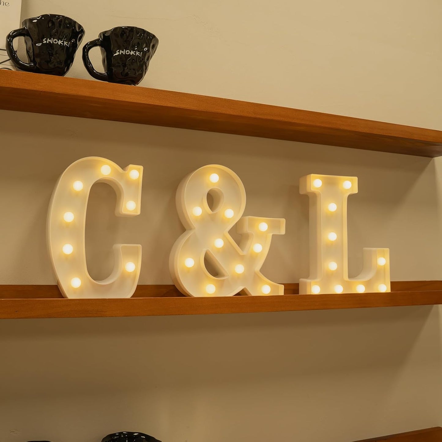 Foaky Rechargeable LED Letter Lights Sign Marquee Light Up Letters Sign for Night Light Wedding/Birthday Party Christmas Lamp Home Bar Decoration (L)