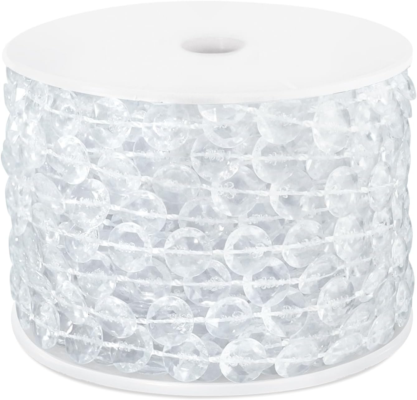 49FT Acrylic Crystal Garland, Clear Diamond-Shaped Crystal Bead Strands, DIY Crystal Beads String Roll for Wedding Decorations Party Decorations Beaded Curtain Crafting Projects