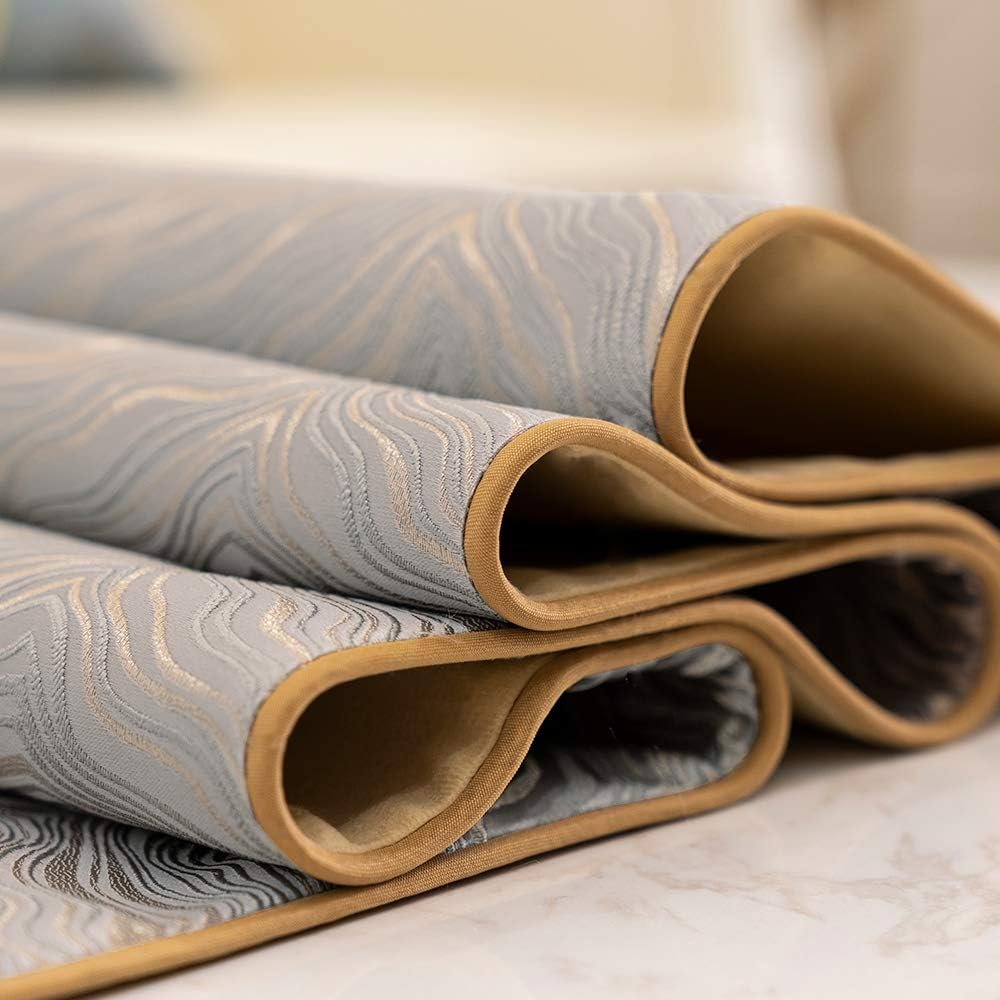 Avigers 12 x 78 Inch Decorative Luxury Abstract Striped Silver Gray Table Runners with Tassels for Home Living Room Bedroom Art Decor Wedding