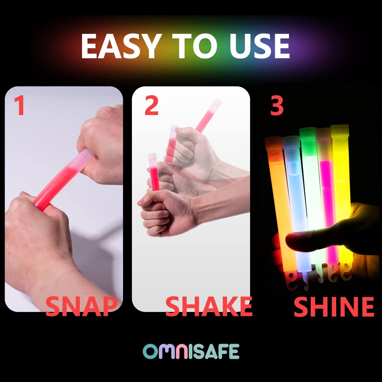 48 Ultra Bright Large Glow Sticks with 48 Black PE String, Multi Use Colourful 6 Inch Glowsticks for Parties, Camping, Emergency Glow Sticks For Blackout, Long-lasting Lighting Waterproof and