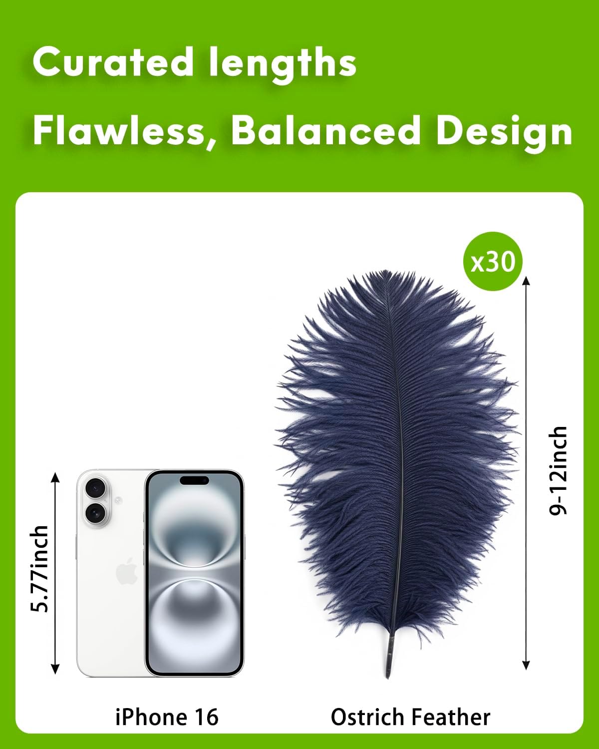 NEWONG 30pcs Navy Blue Ostrich Feathers Natural Bulk 9-12inch(23-30cm) Vase Craft Wedding Home Party Centerpieces Christmas Day Decoration