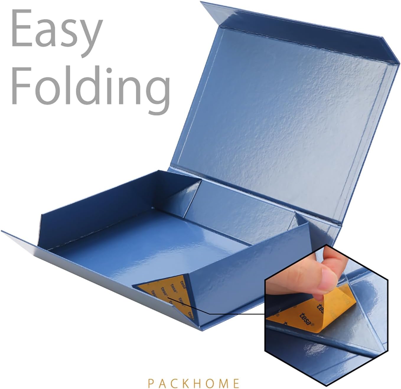 PACKHOME 6 Gift Boxes 11.5x8x2.5 Inches, Sturdy Shirt Boxes with Magnetic Lids for Multiple Occasions (Glossy Blue)