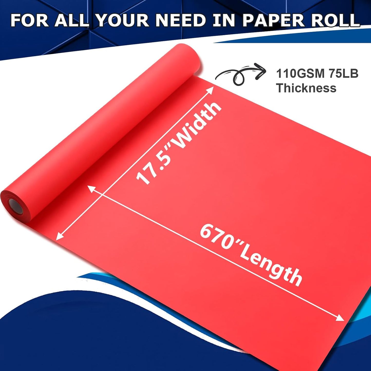 Vanhench 17.5"×963" Red Wrapping Paper Roll for Women Kids, Solid Color Art Kraft Craft Paper for Wedding, Birthday, Mothers Day Gifts, Bouquet Flower Poster Bulletin Board