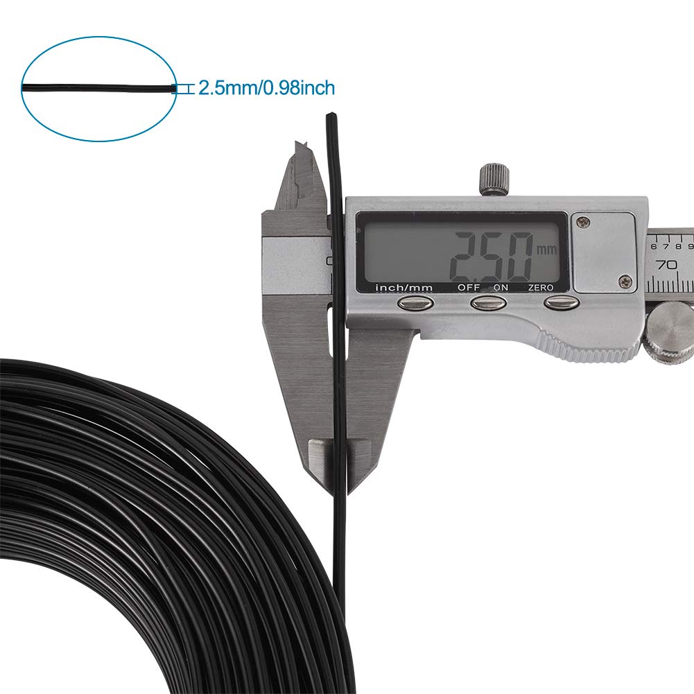 Fashewelry 114 Feet 10 Gauge Aluminum Wire Black Bendable Metal Craft Wire for Beading Jewelry Craft Making (2.5mm)