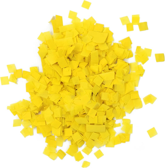 Biodegradable Tissue Confetti Squares, Yellow Color – Ultimate Confetti Fluttering Tissue Paper Squares for Confeti Cannon and Launcher Use, Table Decorations, and More (20 Handfuls per Bag, 1 lb)