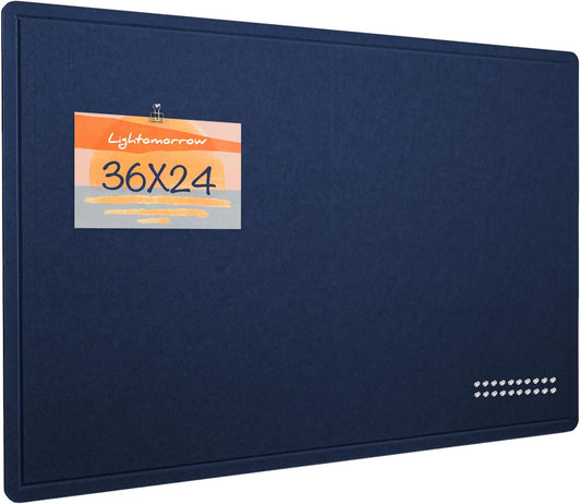 Bulletin Board, 36 x 24 inches Felt Board - Decorative Pin Board, Cork Board Alternative for Wall, 3' x 2' Foldable Picture Board Self-Adhesive Vision Board Prayer Board with 20 Pushpins - Dark Blue