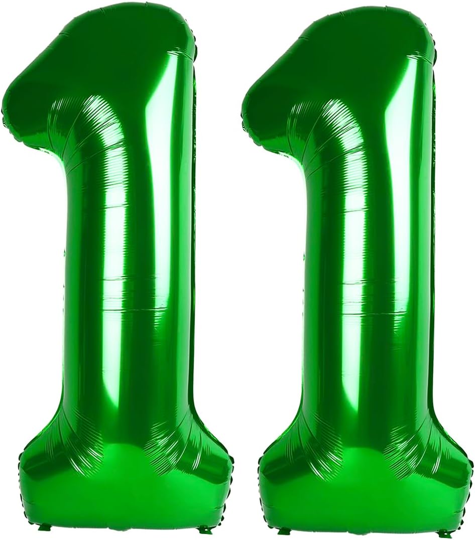 Green 11 Number Balloon 40 inch, Number 11 Birthday Balloon for Boy Girl, Green Foil 11 Balloon for 1st 11 Birthday Party, Anniversary Celebration Number Balloons Decorations