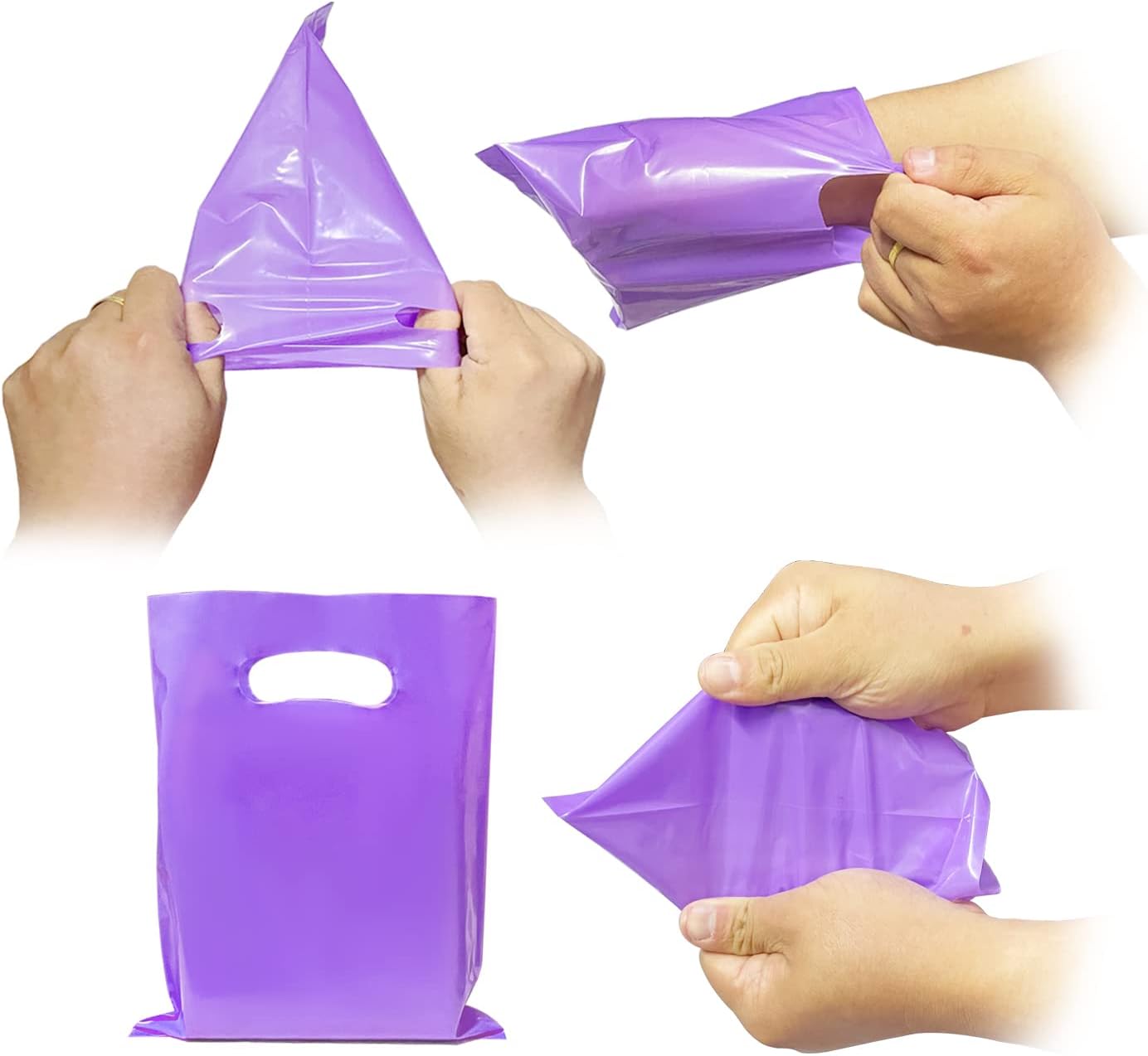 Plastic Party Favor Bags, 50 PCS 6" x 8" Assorted Color Party Goodie Bags for Kids, Plastic Favor Bag Bulk with Handle for Kids Birthday Party, Christmas, Halloween, Weddings