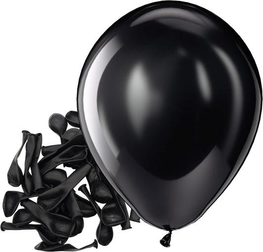 Bezente Black Balloons Latex Party Balloons - 150 Pack 5 inch Matte Black Helium Balloons for Black Themed Birthday Graduation Bridal Shower Halloween Party Decorations