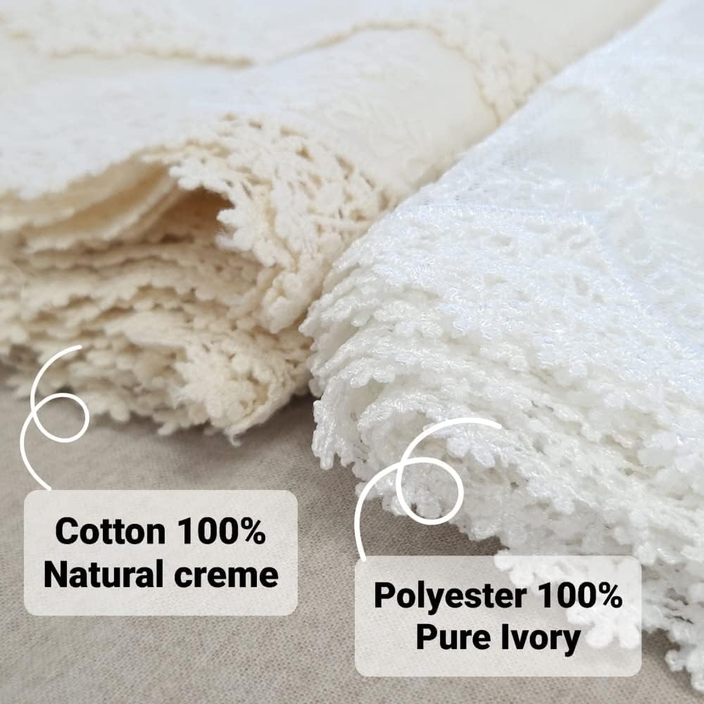 Inicia Table Lace Runner 12×50 inch Embroidered for Holiday Wedding Picnic Daily Dinner Tables White Decor (Polyester, 12"×50" (31cm×130cm))