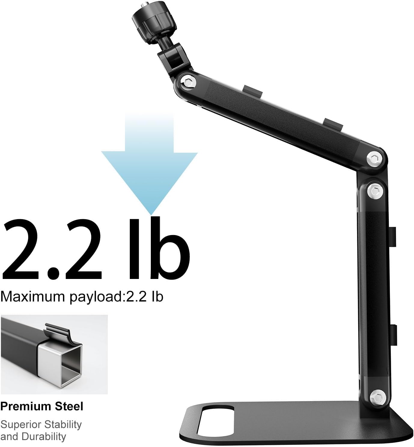 Adjustable Desktop Microphone Stand, Microphone Arm Mic Stand for Fifine AM8, K669B, Blue Yeti, HyperX QuadCast, SoloCast & AT2020, Studio Webcams Recording/Podcasting/Streaming