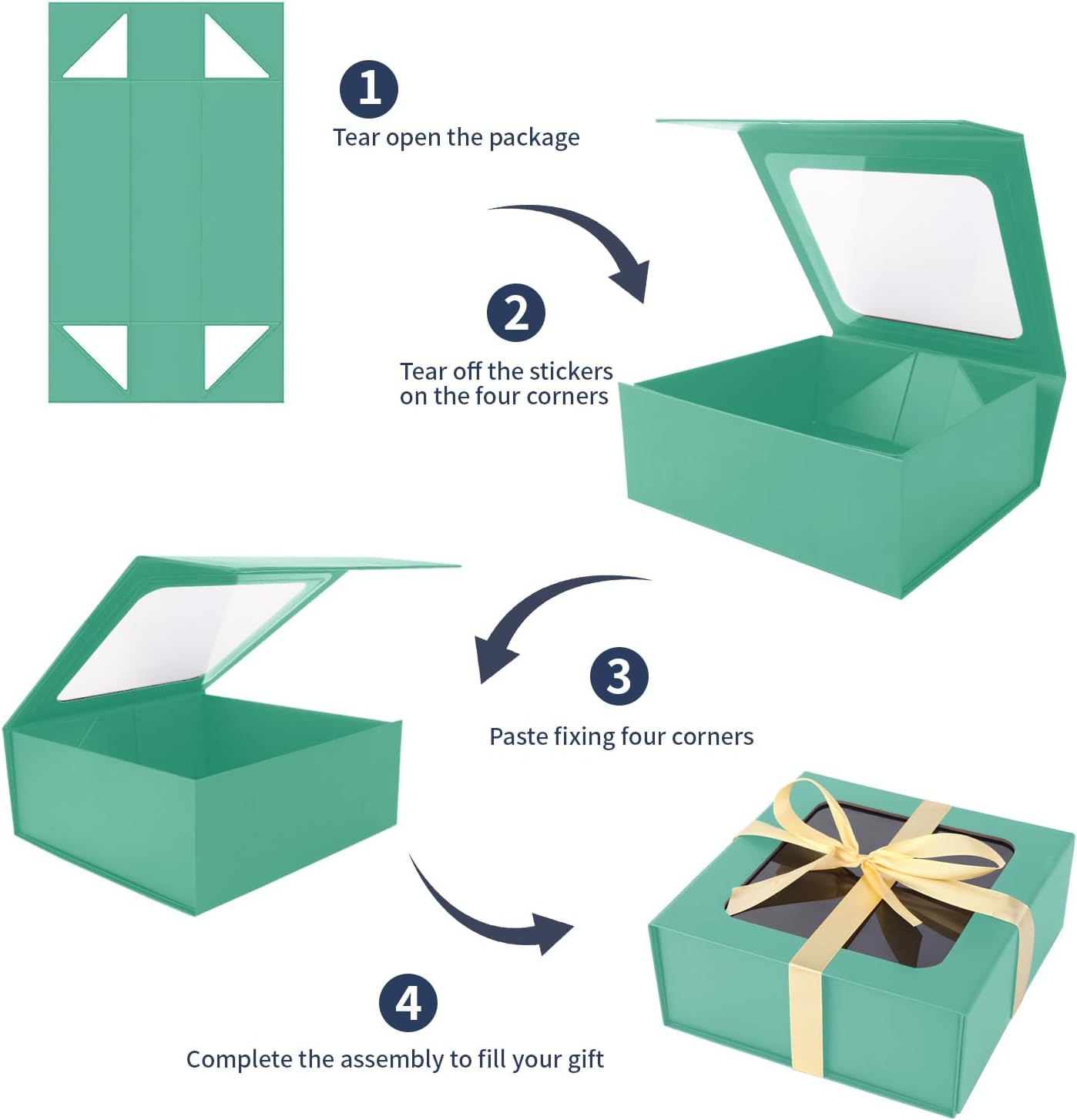 Light Green Gift Boxes with Window,7.5"x7.5"x3.1" Bridesmaid Boxe for Gift Giving,Birthday Gift Box with Magnetic,Closure Lid Gift Boxes for Presents,Cute Boxe,Luxury for Gift Packaging,Gift Box for Wrapping Gifts