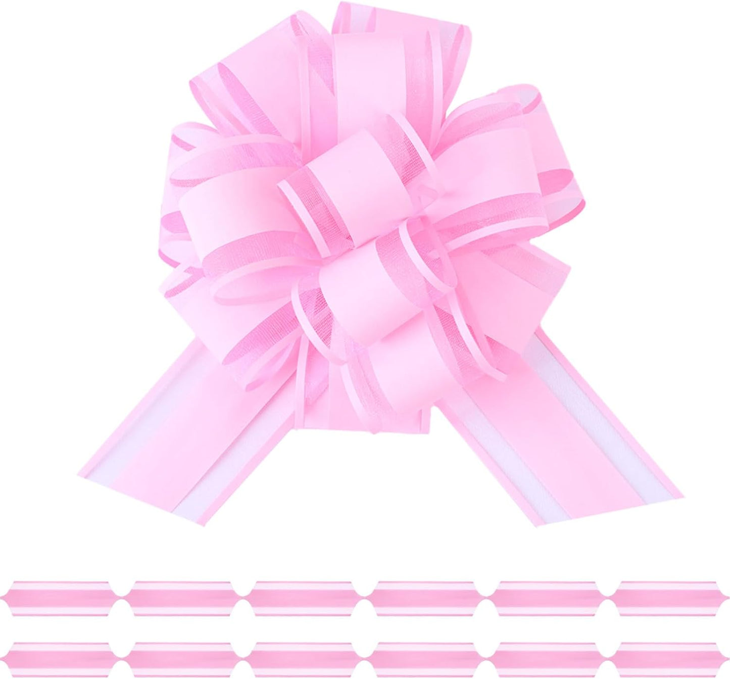 6Pcs 6inch Pull Bow Gift Wrapping,Pull Bow For Gift Basket, Gift Bag Box Wrapping Decor, Valentines Day, Birthday, Anniversary, Wedding, Flower Packaging (Pink)