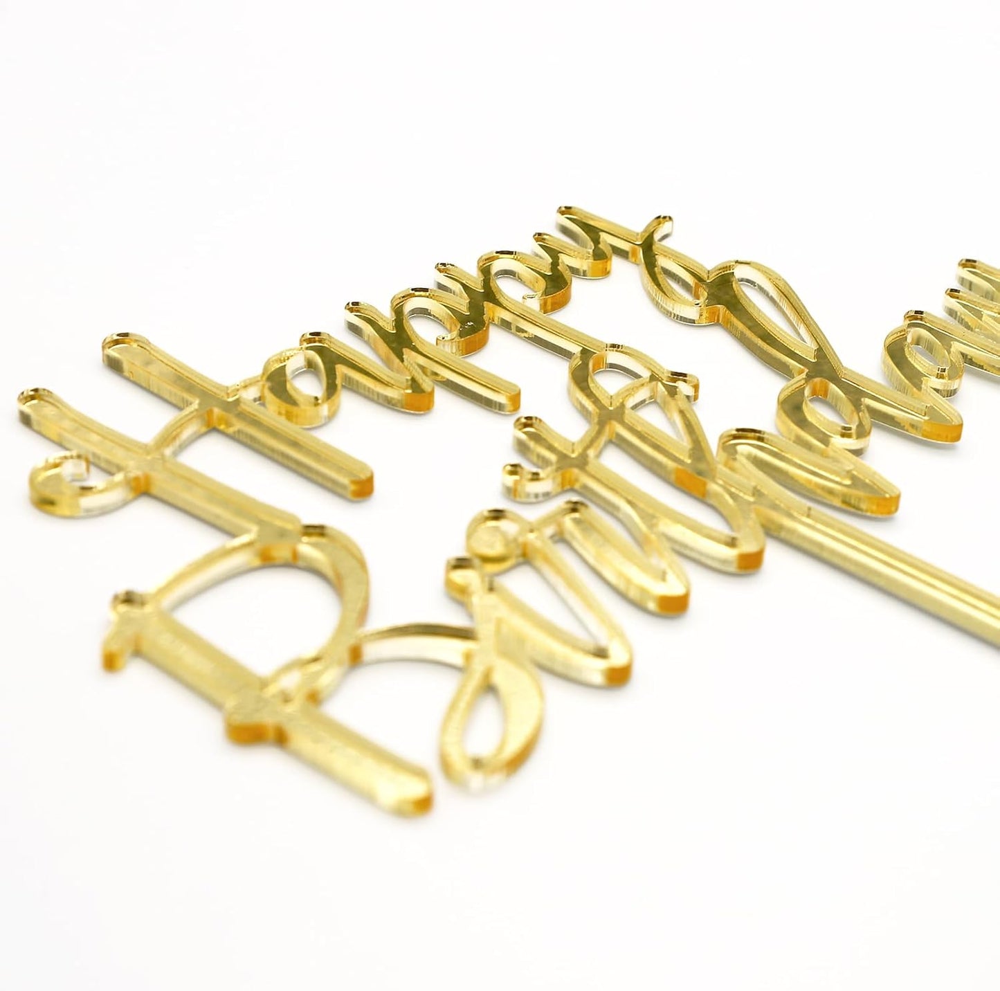 Happy Birthday Cake Topper, Mirrored Gold Acrylic Versatile Cake Topper for Birthday Party Decoration Ideas, Perfect Keepsake for your family and friends