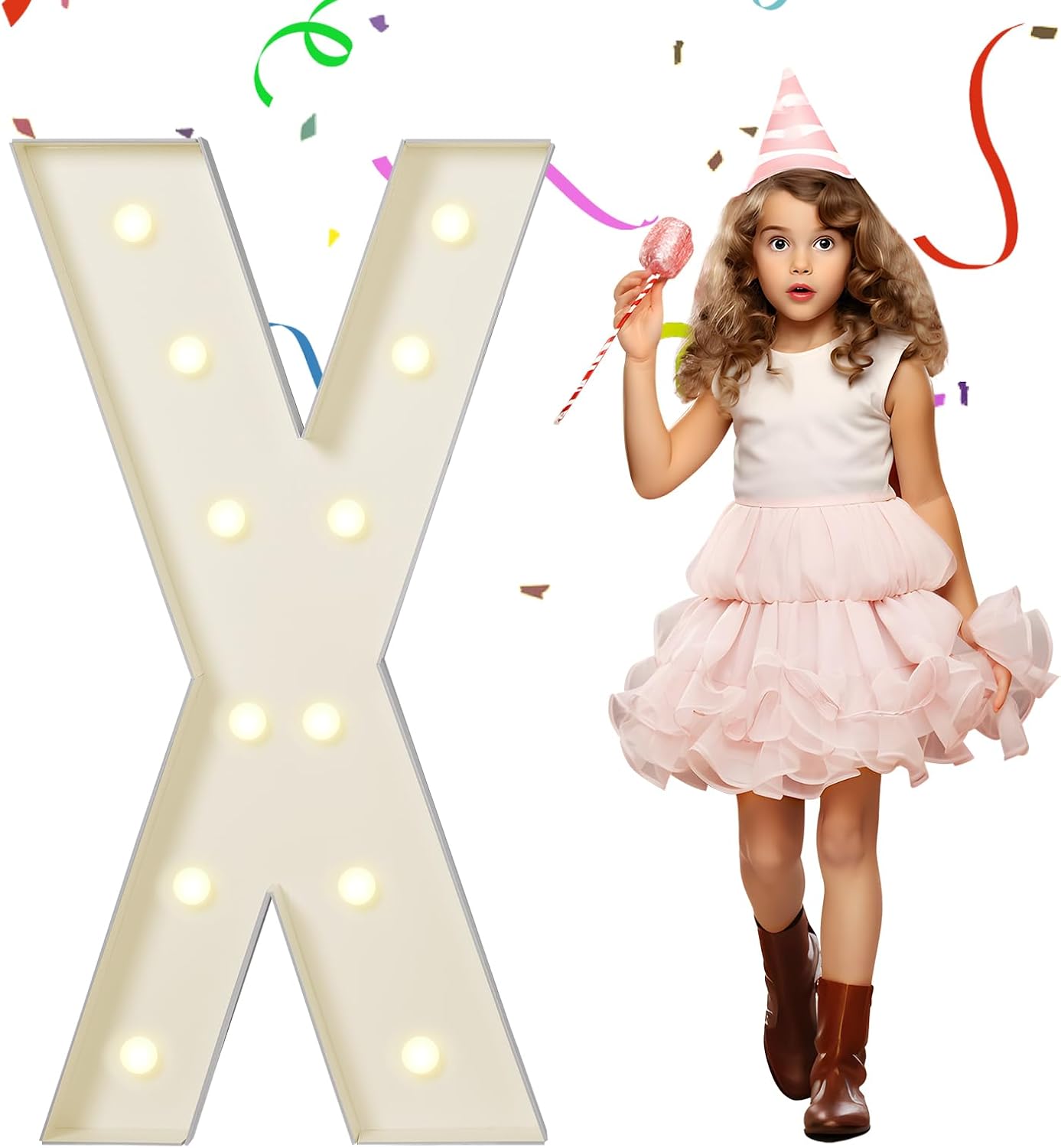 eufony Marquee Letters 4 Feet Tall, 4 FT Marquee Light Up Letters, Giant Light Up Letters 4FT for Birthday Party Quinceañera Baby Shower Gender Reveal Decorations, Letter X with LED Lights DIY Kit