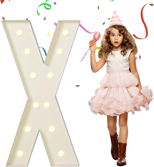 eufony Marquee Letters 4 Feet Tall, 4 FT Marquee Light Up Letters, Giant Light Up Letters 4FT for Birthday Party Quinceañera Baby Shower Gender Reveal Decorations, Letter X with LED Lights DIY Kit