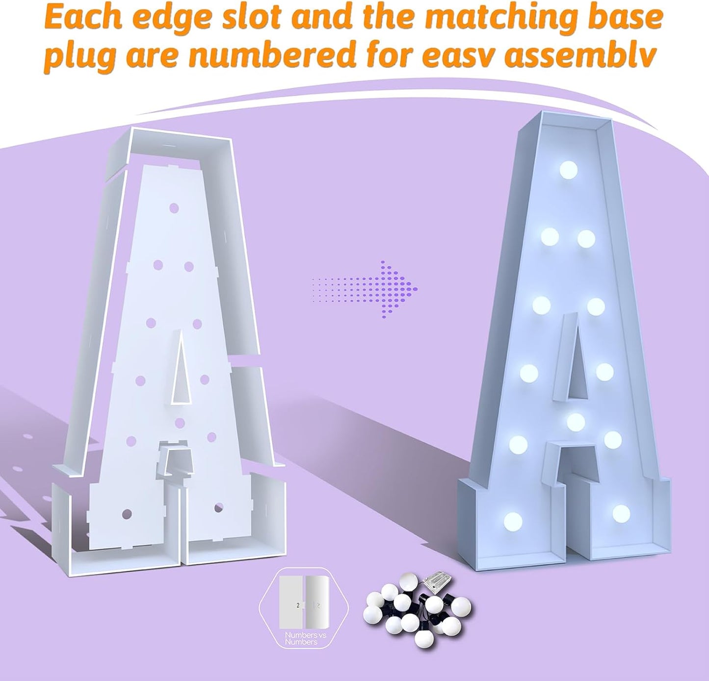 4FT Marquee Light Up Letters R – Cool White LED, Easy to Assemble Foam Board with Back Support, Large Marquee Light Up Letters for Birthday, Wedding, Party, Anniversary, Baby Shower Decor