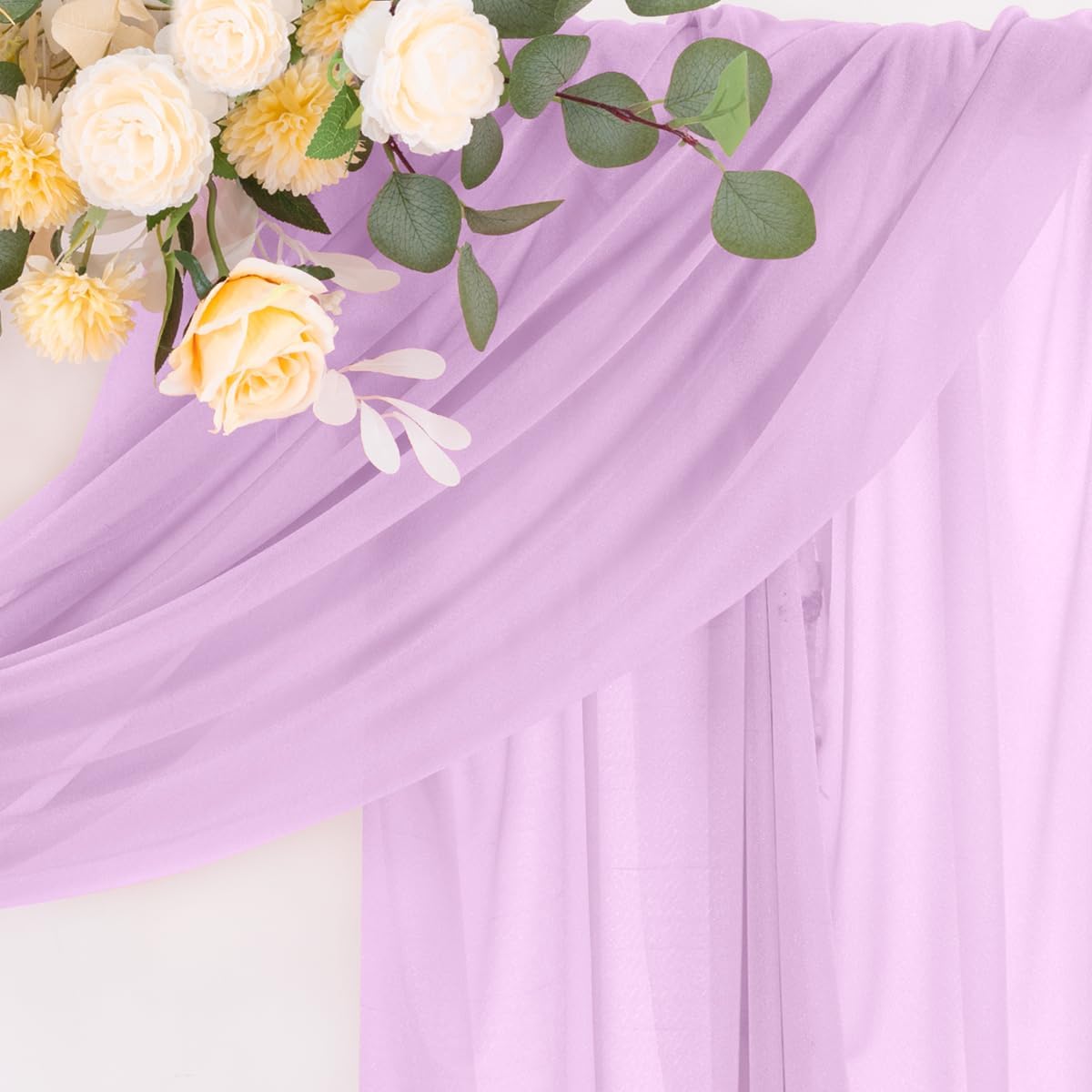 Lilac Wedding Arch Draping Fabric 1 Panel 29" × 20FT Sheer Drapes Outdoor Curtain for Wedding Ceremony Baby Bridal Shower Arch Ceiling Backdrop Decor