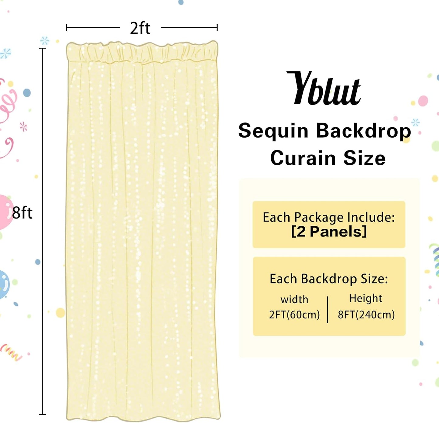 White Sequin Backdrop Curtain 2 Pieces 2FTx8FT Glitter Photography Backdrop for Party Wedding Birthday Christmas Decorations