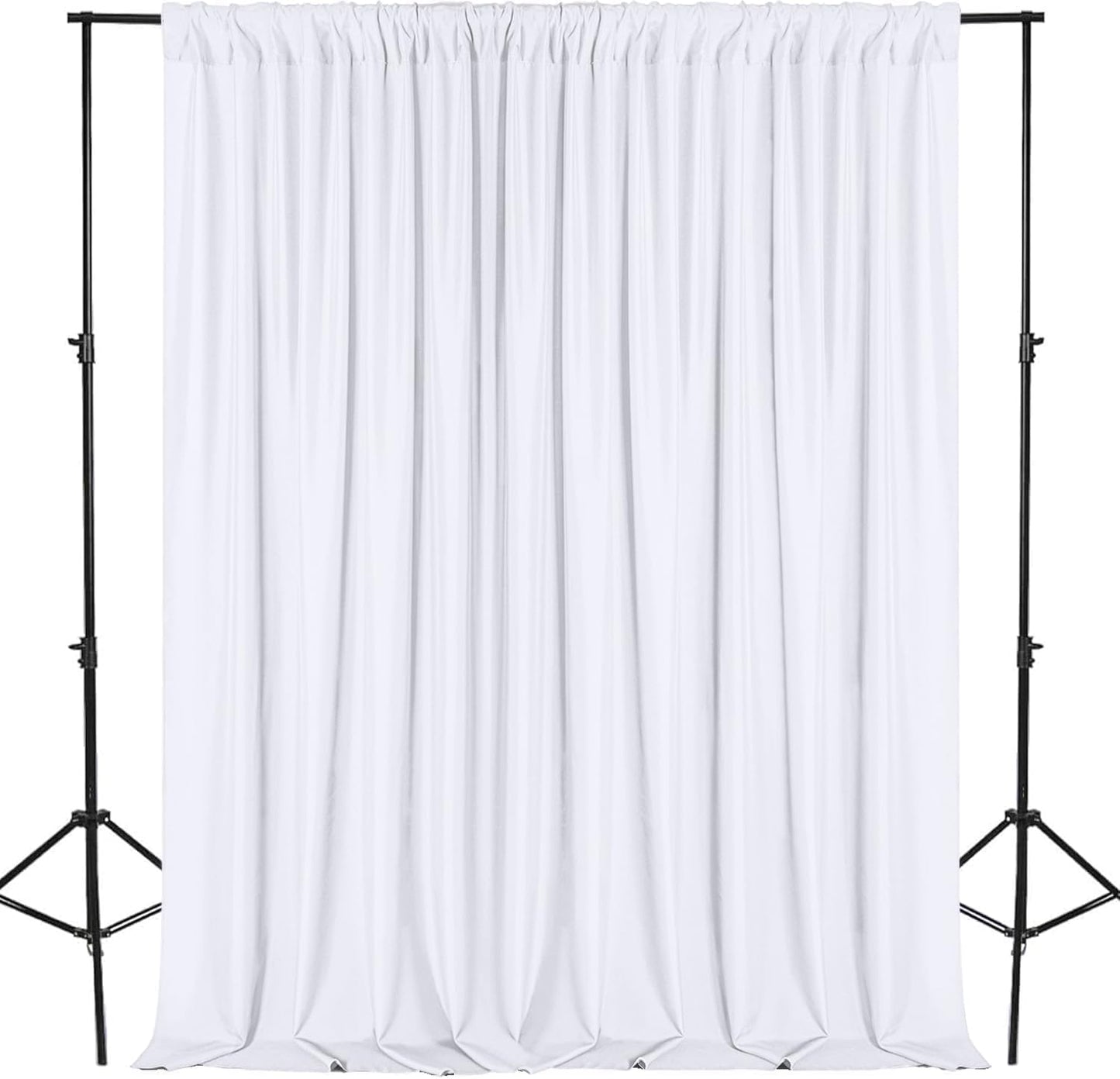 DWCN 10x10 FT White Backdrop Curtains for Parties, Photography Backdrop Drapes with Rod Pockets for Wedding Decorations Stage Birthday Family Gatherings, 2 Panels 5ft x 10ft