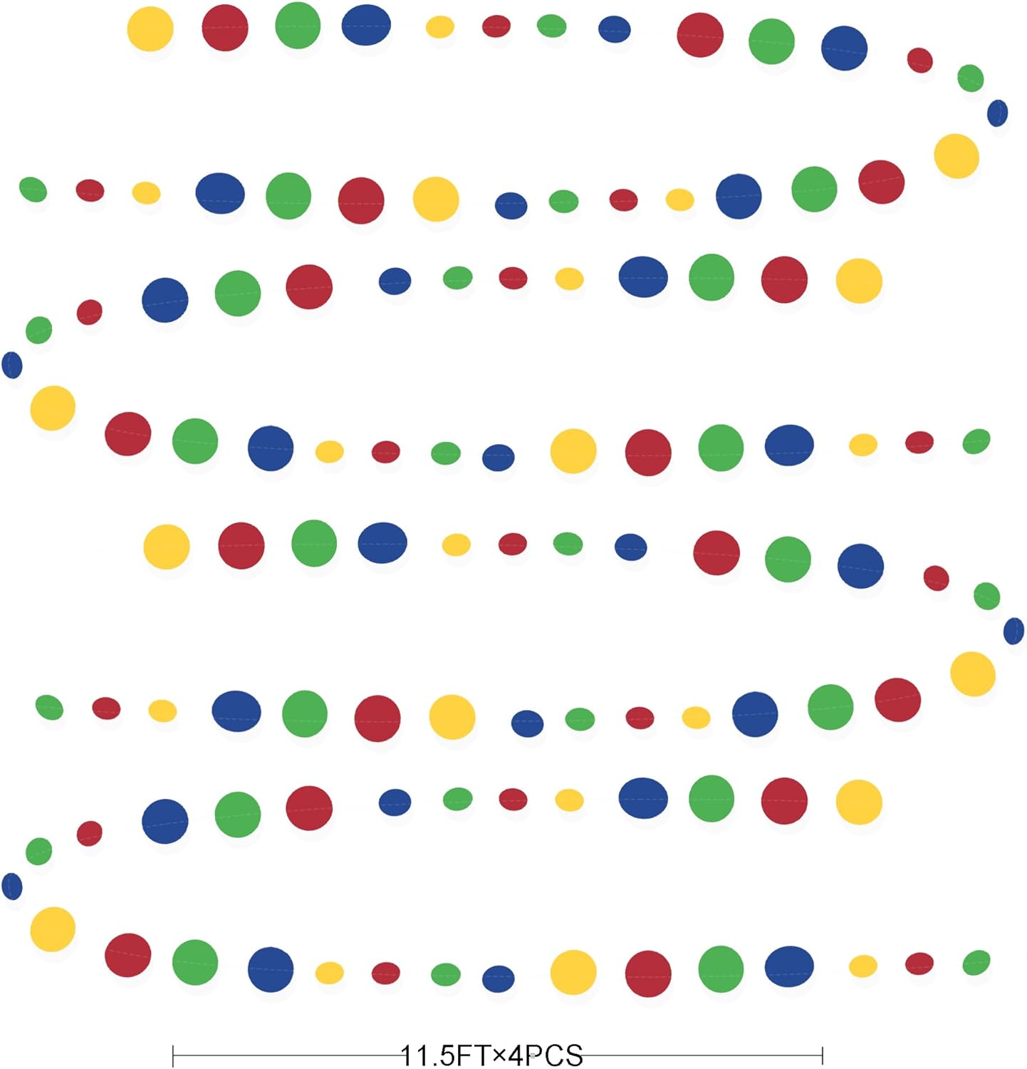 Super Mario Party Decorations Circle Dot Garland Red Blue Yellow Green Hanging Paper Polka Dot Streamer for Birthday Baby Shower Wedding Bridal Shower Carnival Circus Clown Fiesta Party Supplies