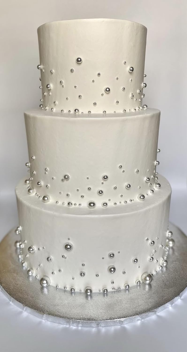 Silver Pearl Sugar Sprinkles 3.9 oz, 4mm Candy Pearls Ideal for Baking, Cake and Cupcake Toppers, Cookie Decoration, Ice Cream Topping, Wedding Shower Valentines Halloween Christmas