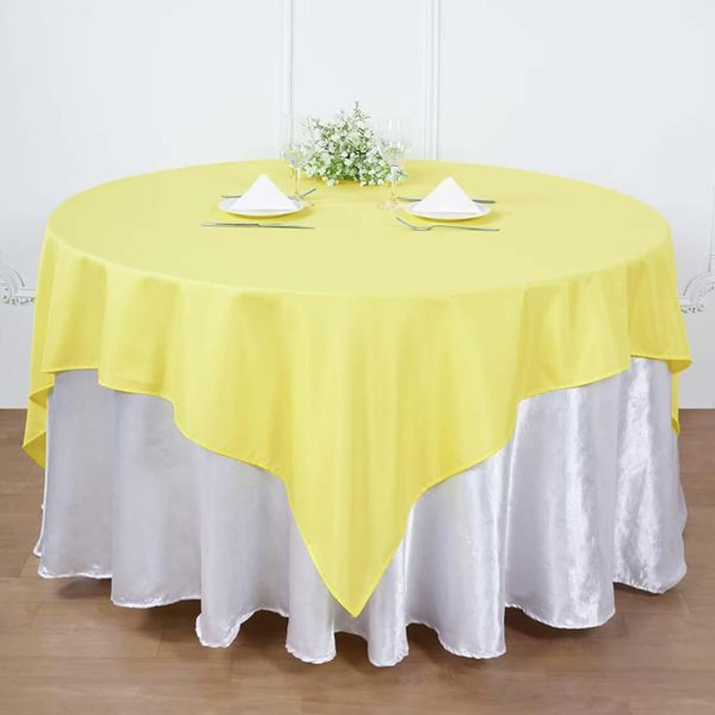 Efavormart 90" Yellow Wholesale Linens Polyester Square Linen Tablecloth for Kitchen Dining Catering Wedding Birthday Party