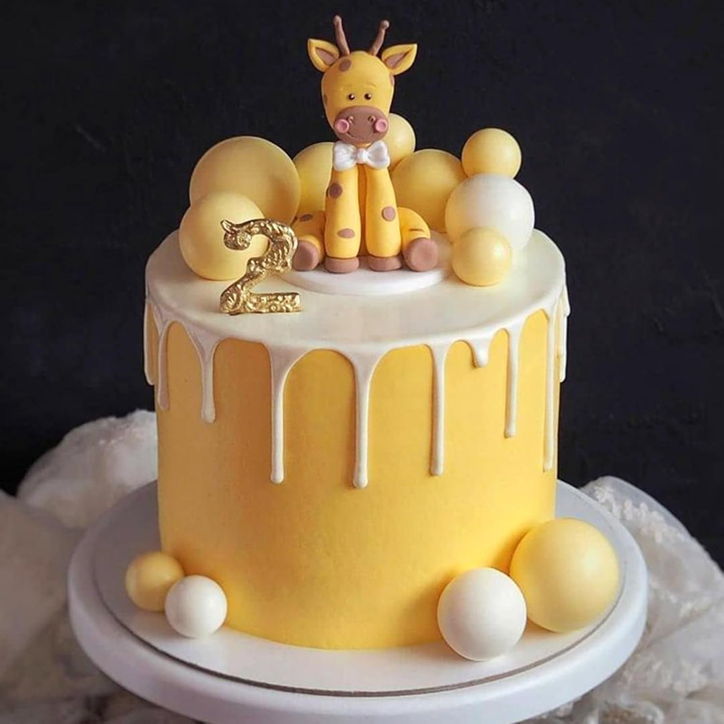 ASTARON Pack of 20 Cake Decoration Balls Cake Toppers, Mini Balloons Cake Toppers for Wedding Party Baby Shower Birthday Cake Decorating (Yellow)