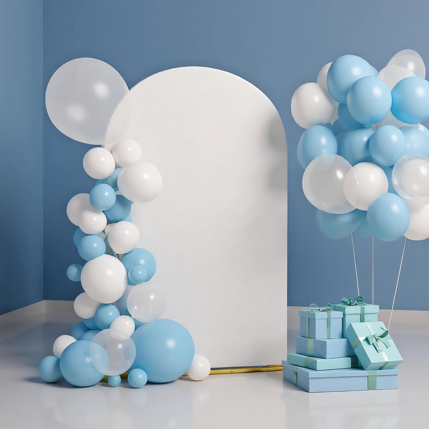 UDEAR 6.6FT Metal Arch Stand with White Cover, Arc Design with Fitted Cover, for Weddings, Parties, Baby Showers, Climbing Plants, Photo Backdrops