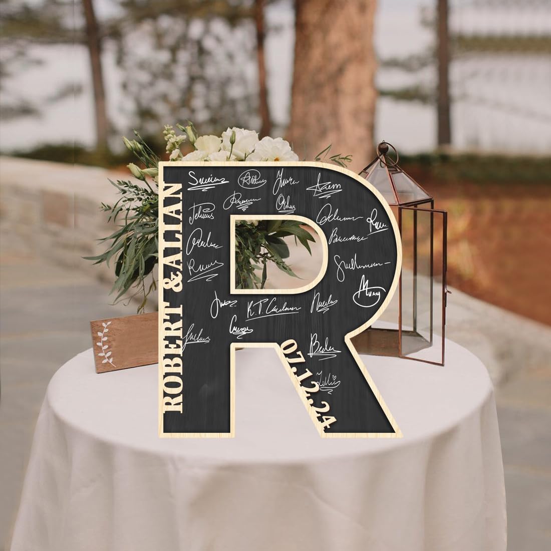 Personalized Wedding Guest Book Sign Custom Letter Name Date Rustic Wedding Guest Book Alternative Unique Guest Book for Wedding Anniversary Decor (Style 1)