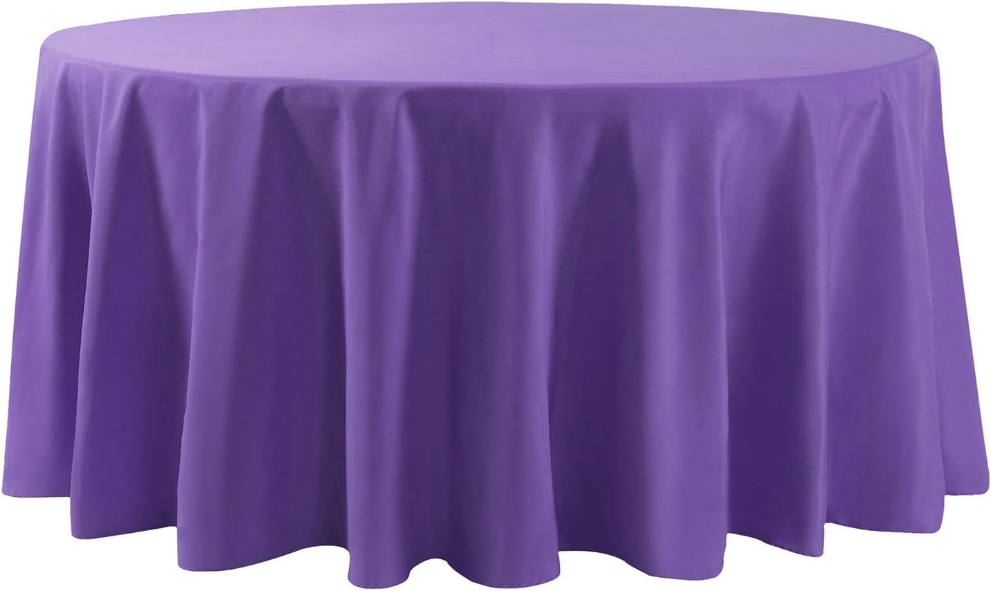 120 inch Round Tablecloth Washable Polyester Table Cloth Decorative Table Cover for Wedding Party Dining Banquet（120 inch,Purple）