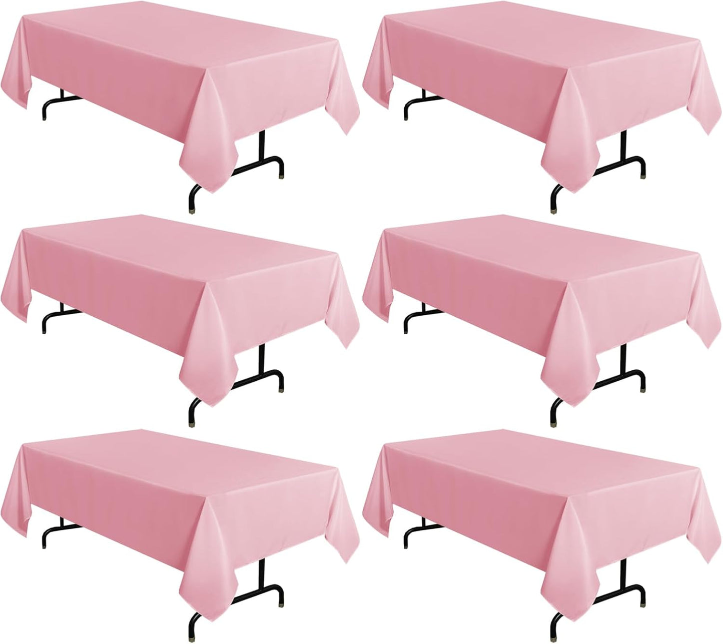 sancua 6 Pack Pink Tablecloth 60 x 102 Inch, Rectangle Table Cloth for 6 Feet Tables - Stain and Wrinkle Resistant Washable Polyester Table Cover for Dining Tables, Christmas Buffet Parties