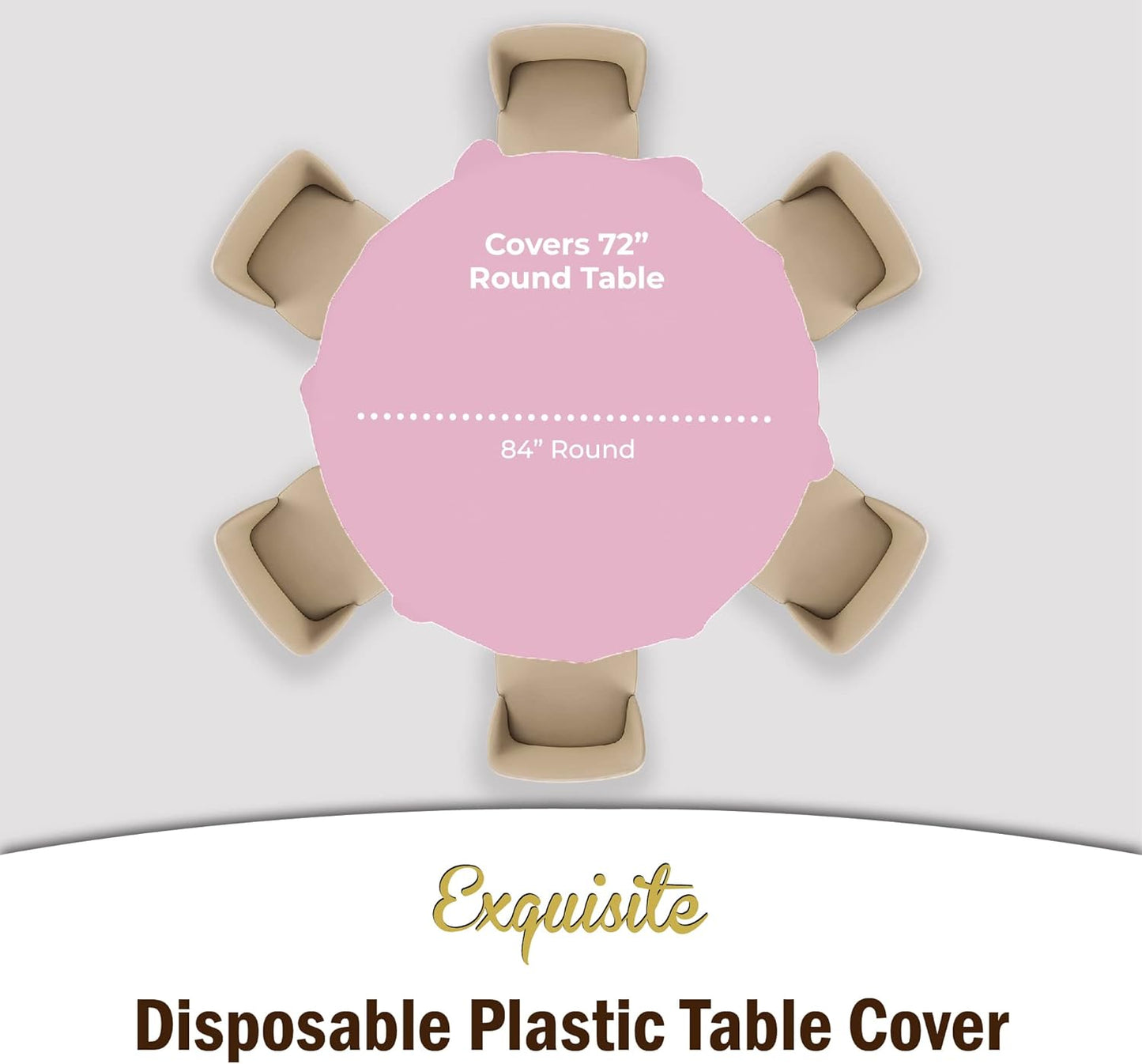 Exquisite 12-Pack Premium Plastic Tablecloth 84in. Round Table Cover - Pink