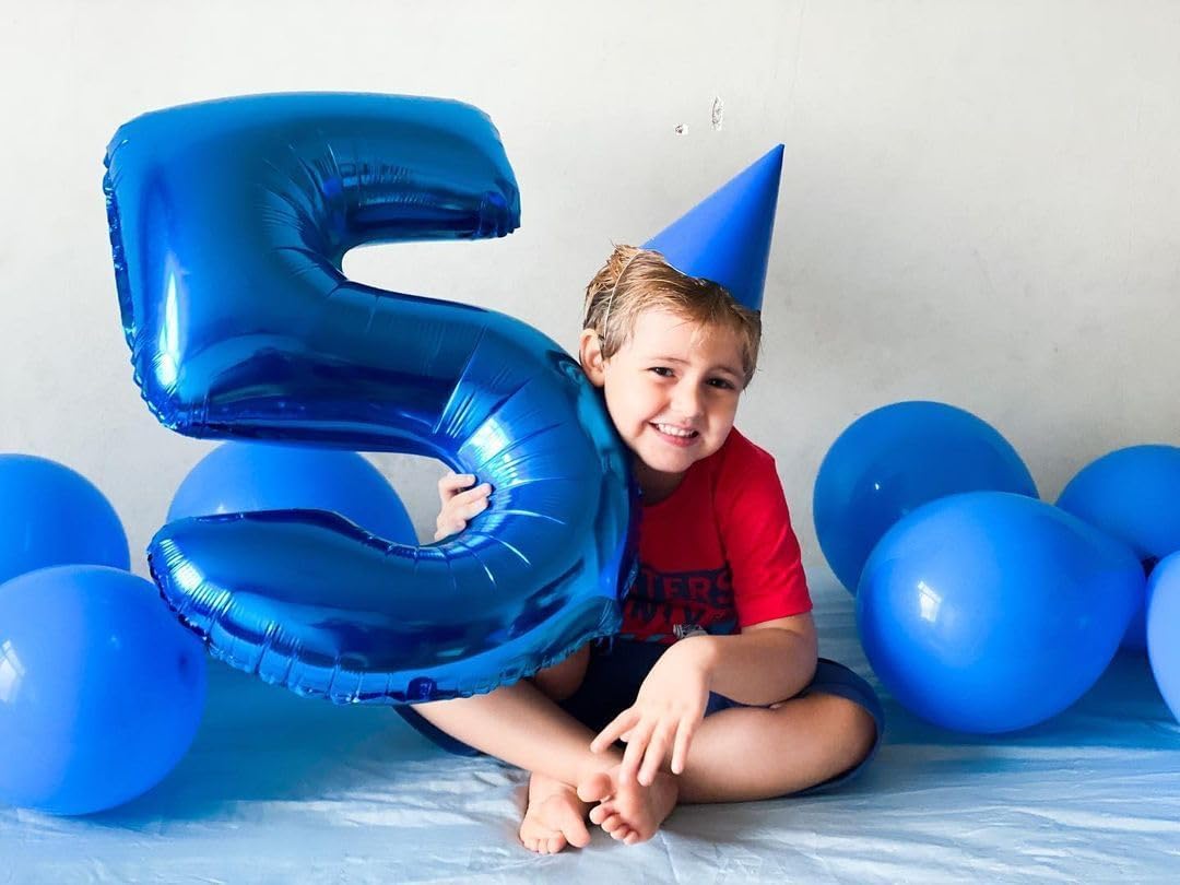 40 Inch Big Dark Blue Number 5 Balloon Birthday Decoration, Number 5 Helium Balloon 15 25 35 45 50 Years old Birthday Anniversary Party Supplies Foil Number Balloons Supplies Decorations