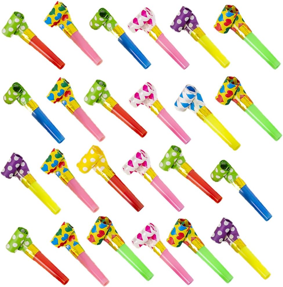 30 PCS Colorful Party Blower Blowouts Noisemakers, Birthday Blowouts Whistles for Party Favors, New Years Blow Horns for Family Gatherings