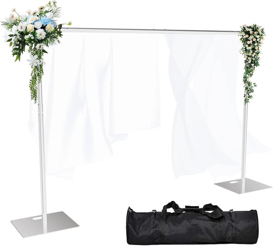 Pipe and Drape Backdrop Stand Kit Backdrop Stand For Parties 10ftx10ft Adjustable Photo Backdrop Stand Heavy Duty Background Stand for Wedding Banquet Decorations Silvery