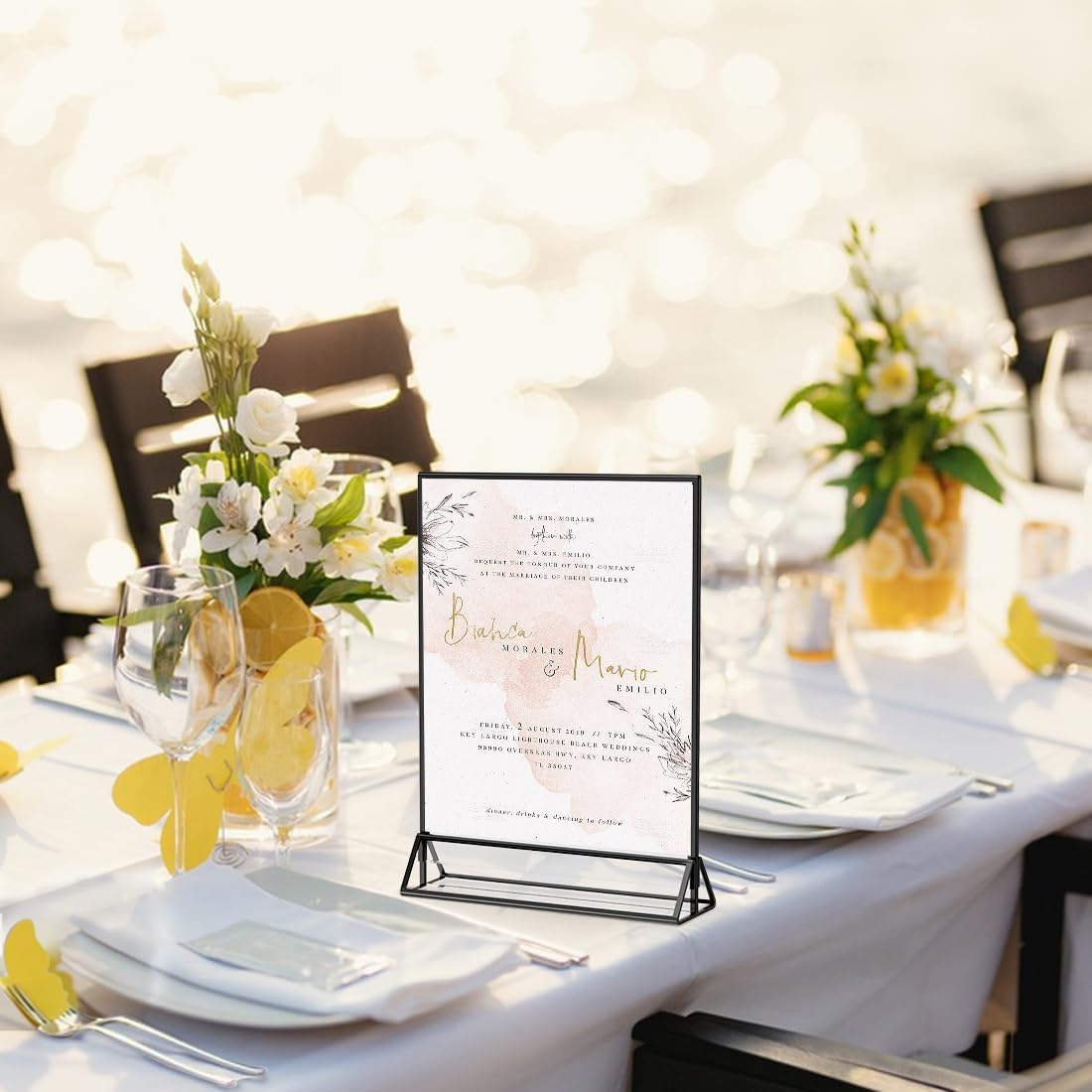 Acrylic Sign Holder 8.5X11 Clear Sign Holder,Double Sided Flyer Holder, Table Menu Holder Display Stand for Wedding Table Number Black (6pcs)