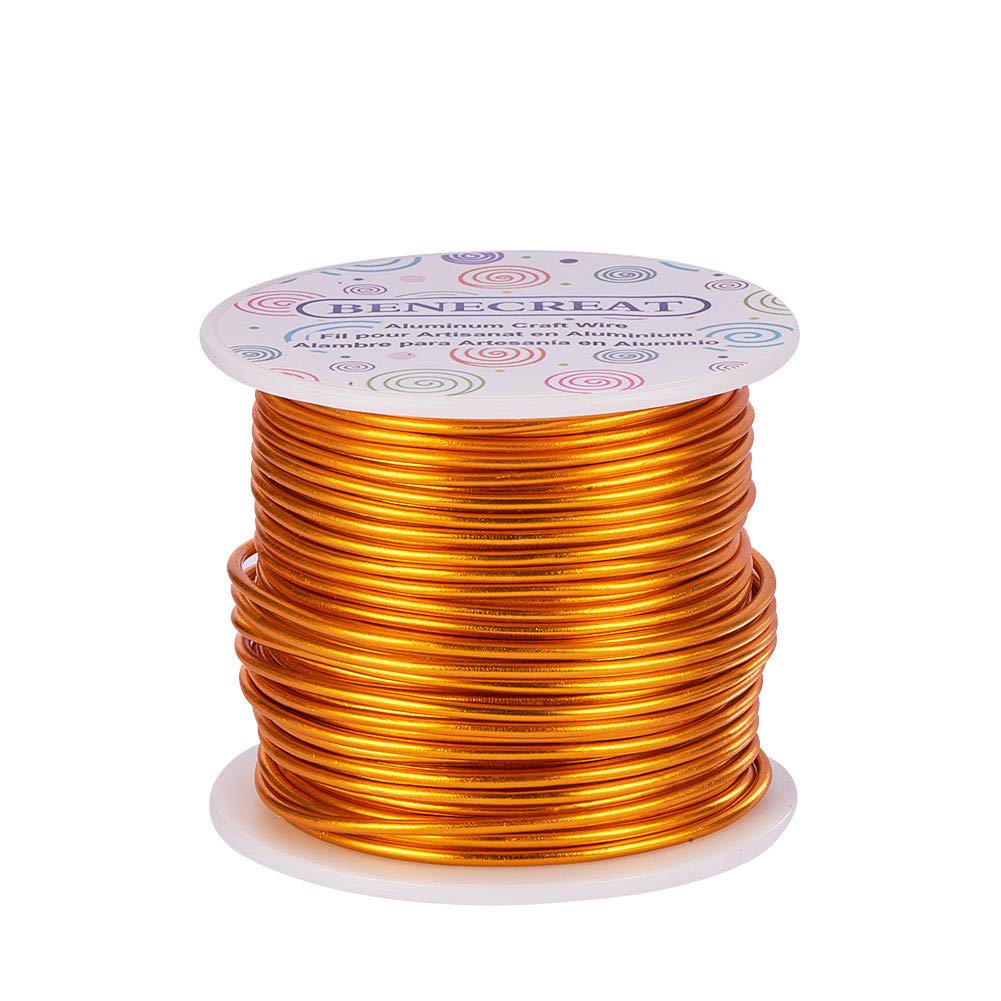 BENECREAT 12 17 18 Guage Aluminum Wire (12 Gauge,100FT) Anodized Jewelry Craft Making Beading Floral Colored Aluminum Craft Wire - Gold