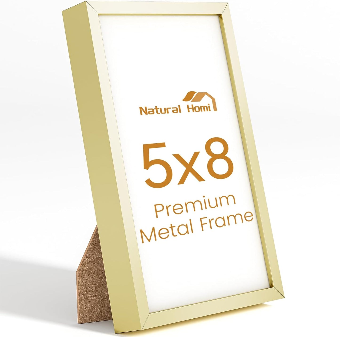 5x8 Aluminum Metal Picture Frame,Tempered Glass Gold Photo Frame 5x8 for Family Photo,Posters,Art,Document to Wall Mount Horizontally or Vertically