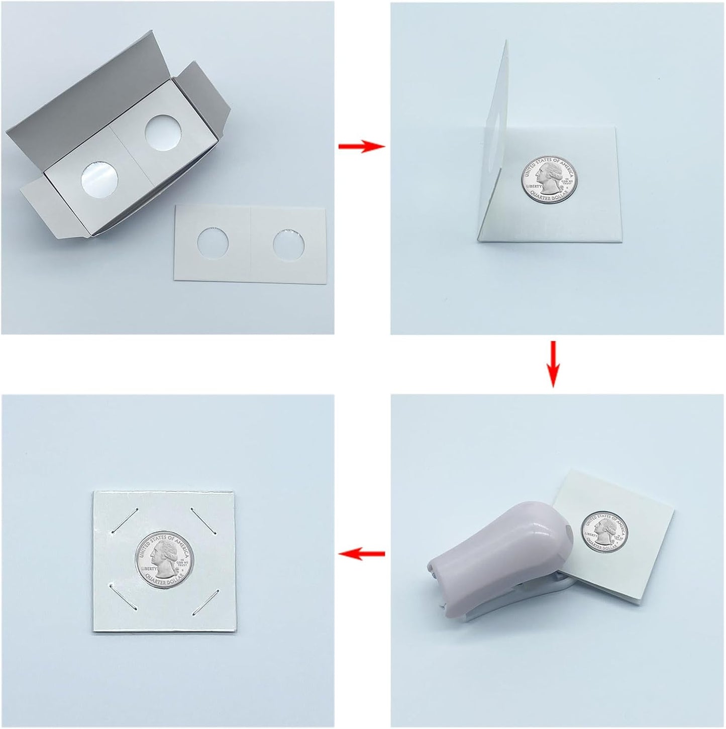 200 PCS Premium Cardboard Coin Flips 2 x 2 inch Coin Collection Supplies for Half Dollar, Mylar Coin Flips Coin Holders for Collectors (Half Dollar Coin Flips)