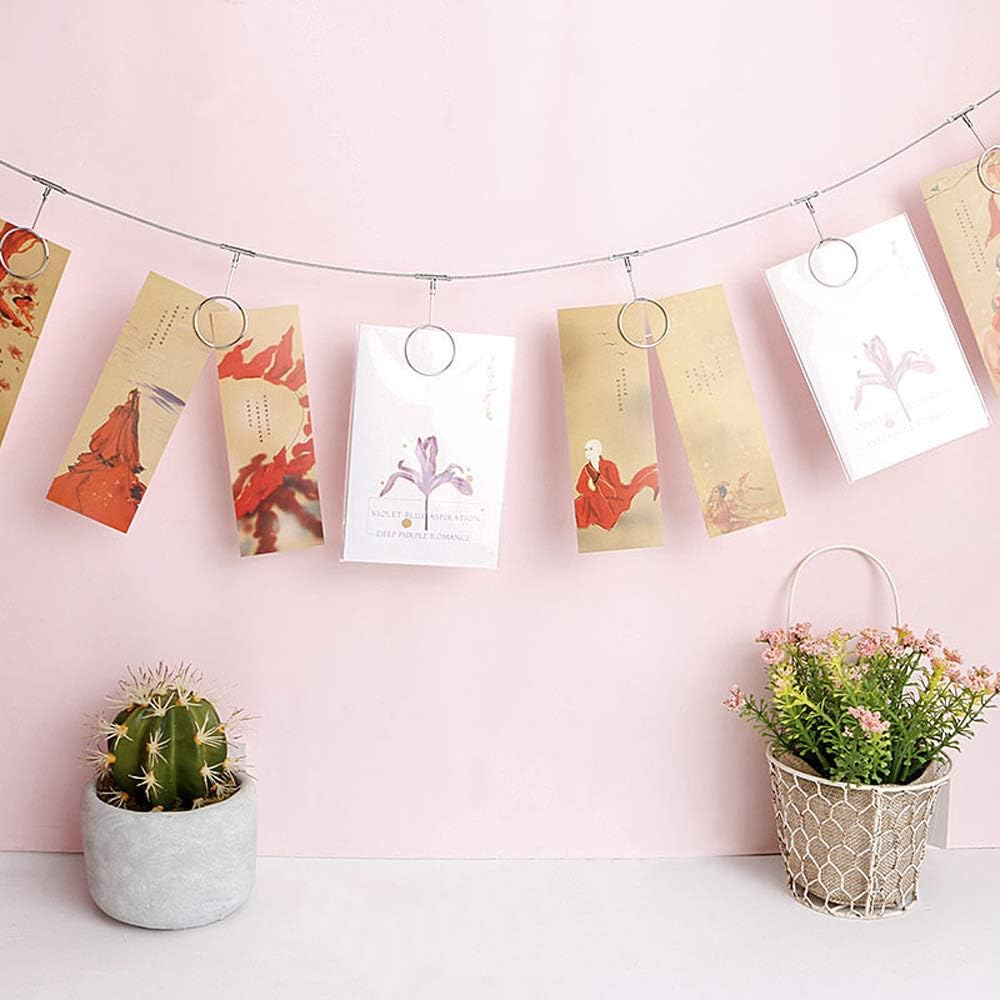 TFu Wall Hanging Photo Display, DIY Picture Photo Frame String with 12 Clips for Hanging Photos Notes and Artworks (Round Shape Clip)