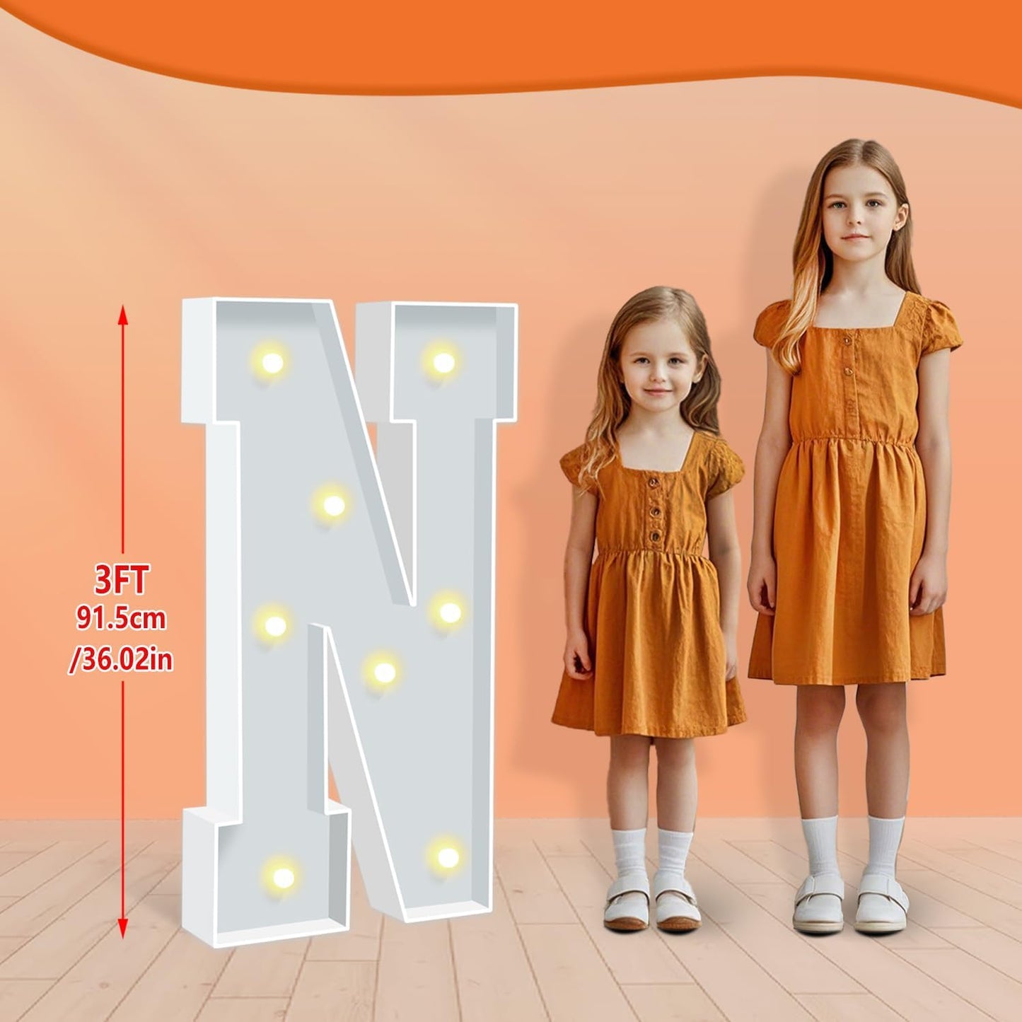 3FT Marquee Letter N, Block Marquee Light Up Letters for Birthday Baby Shower Party Backdrop Decor, Large Light Up Letters for Indoor & Outdoor Wedding Engagement Party Decorations