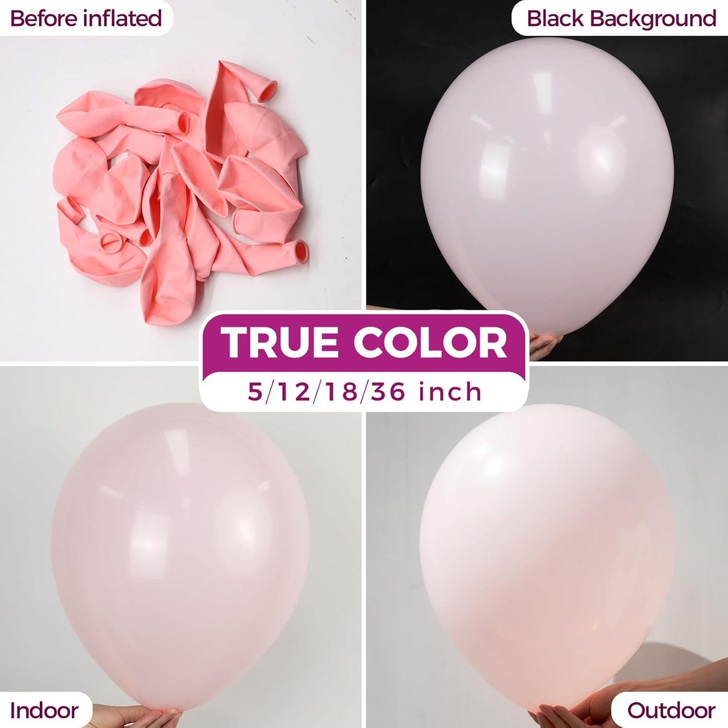 Bezente Pastel Pink Balloons 36 Inch - 8 Pack Large Thick Big Round Pink Latex Balloon for Bridal Shower Gender Reveal Wedding Graduation Anniversary Party Decoration