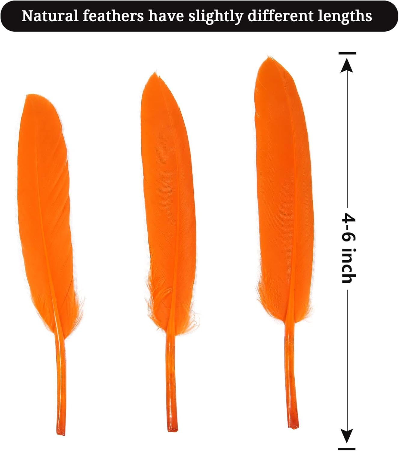 FeelfunFeather 120pcs Orange Goose Cochettes Feather Natural Bulk 4-6 inch 10-15cm for Wedding Party Christmas Halloween Decorations DIY Crafts Goose Cochettes Feather