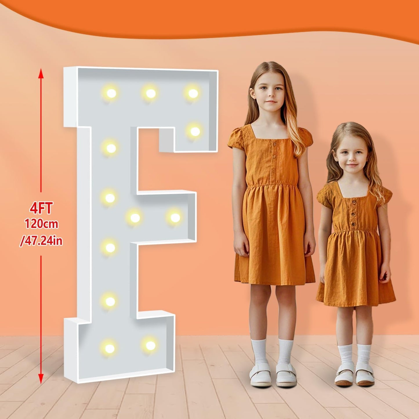 4 feet Marquee Letters, Light Up Letters F for Birthday Decorations, Big marquee letter lights for Party Decorations, Large Cardboard Letter for Anniversary Decor, Assembly Required