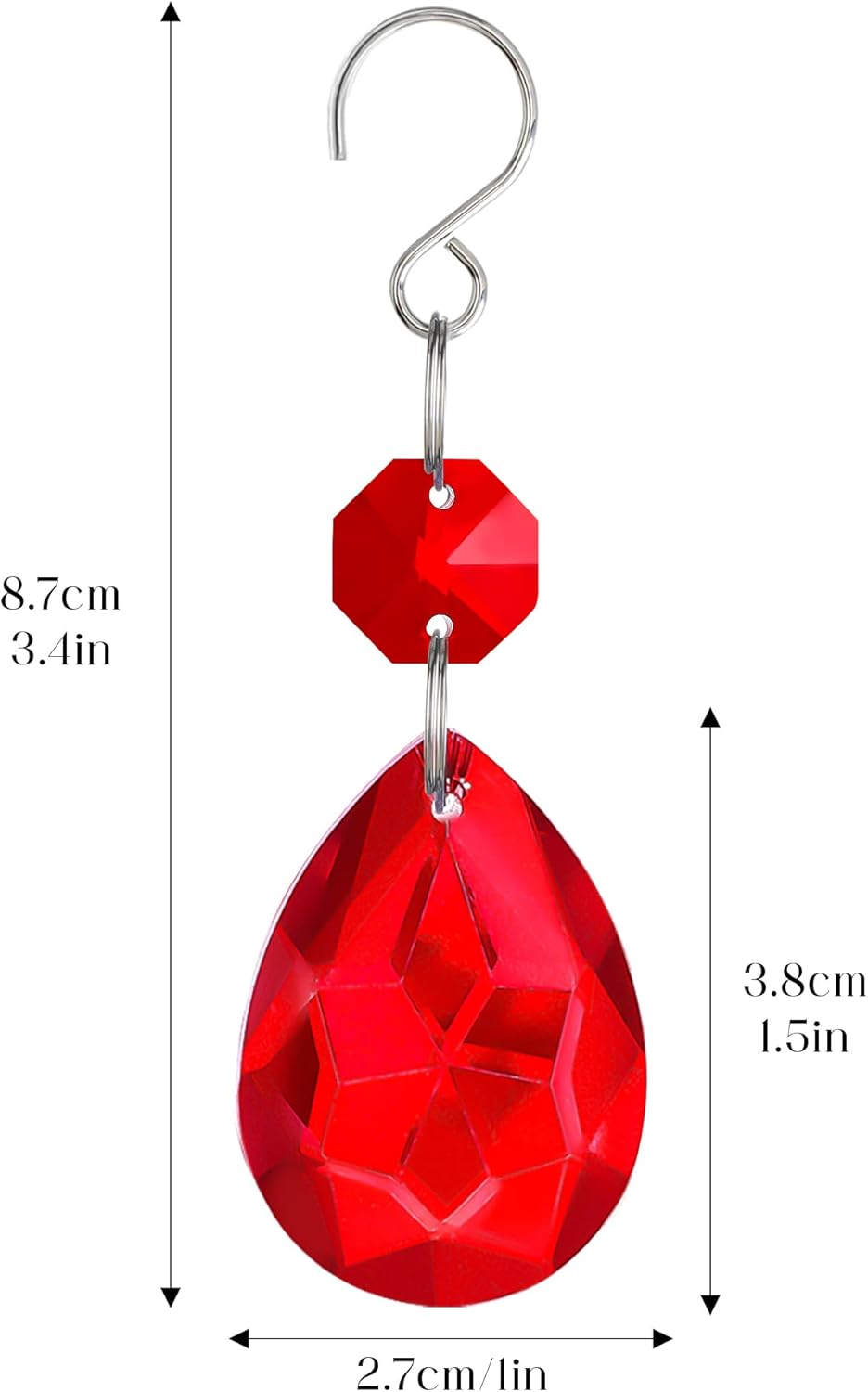 H&D HYALINE & DORA 3Inch Crystal Suncatcher Bauhinia Prisms Pendants 10Pcs Chandelier Crystals Replacement Hanging Sun Catcher Beads for DIY Arts Crafts Decor (Red)